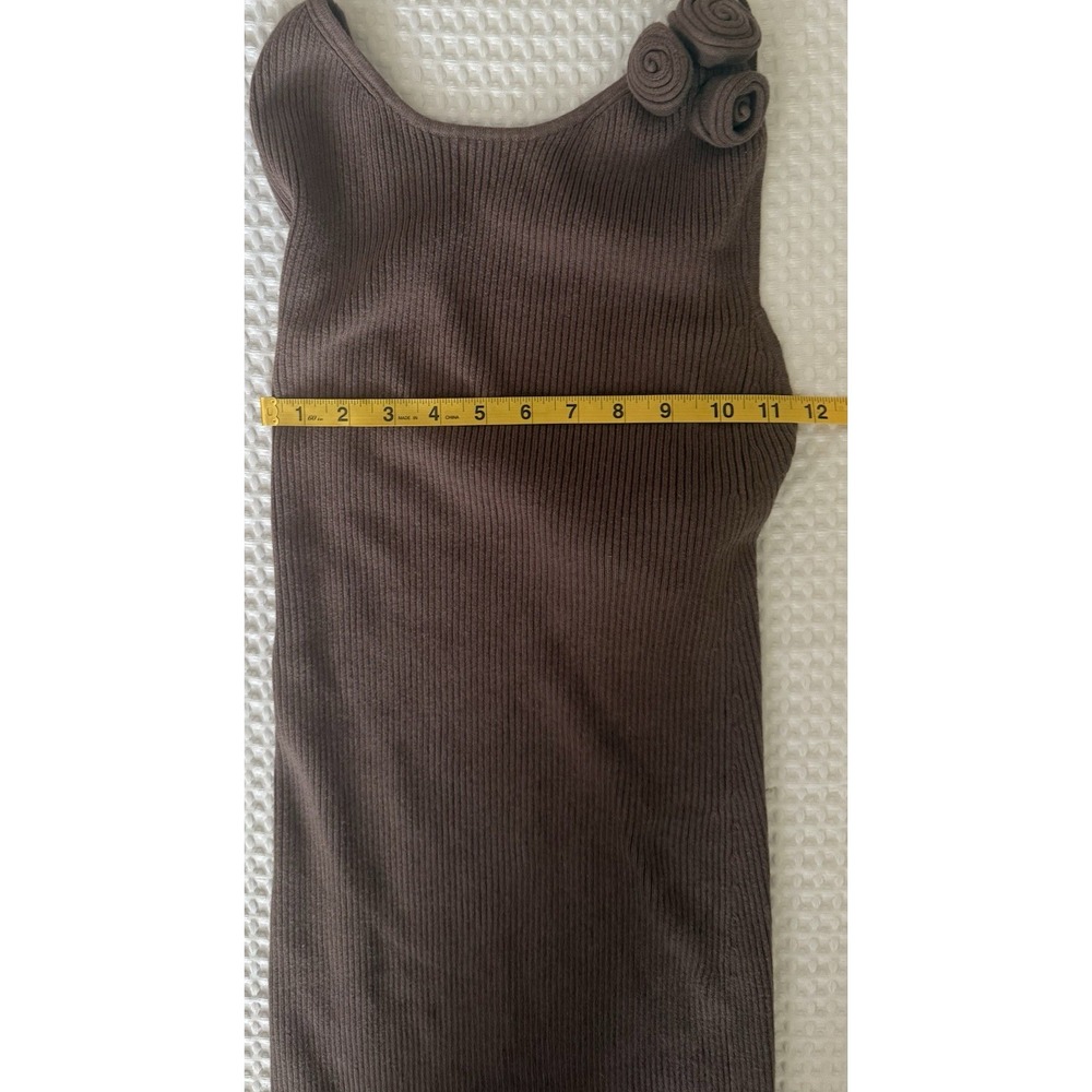 LPA REVOLVE Dara Midi Dress Bodycon Ribbed SZ M Rosette Adjustable Strap Stretch - Picture 11 of 12
